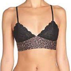 Free People Black and Pink Lace Bra